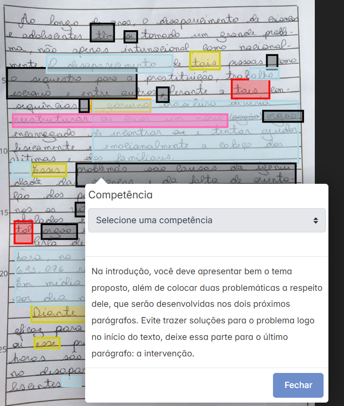 Exemplo de correção real comentada, feita dentro do CCE RED