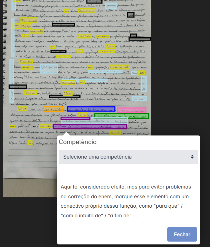 Exemplo de correção real comentada, feita dentro do CCE RED