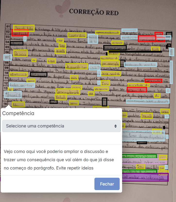 Exemplo de correção interativa, não apenas indicativa