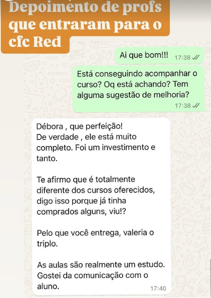 Depoimento de professor(a) que fez o CFC RED